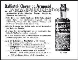 Ballistol Originalanzeige aus dem Jahre 1913